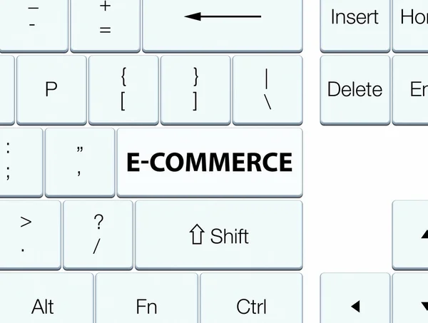 Przycisk E-commerce biały klawiatury — Zdjęcie stockowe