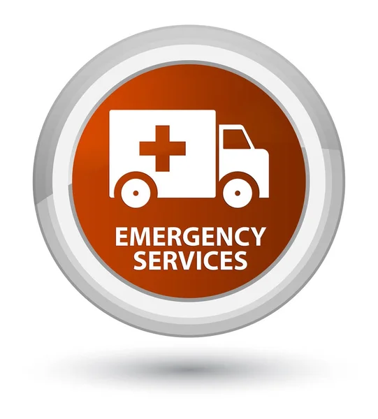 Bouton rond brun prime des services d'urgence — Photo