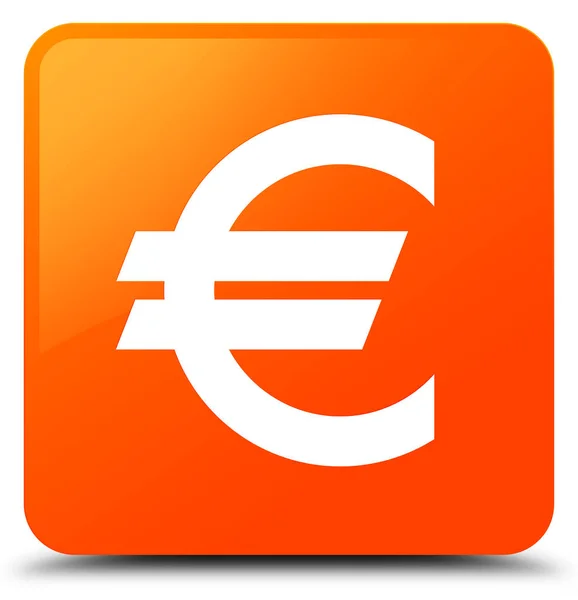 Euro segno icona arancione quadrato pulsante — Foto Stock