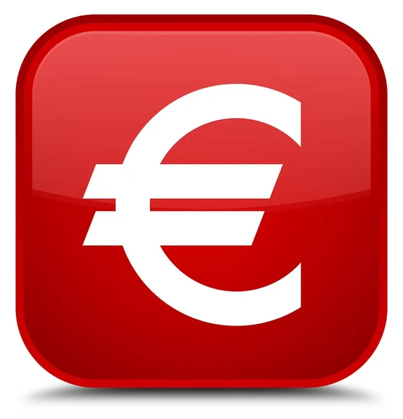 Euro sign icon special red square button — Stock Photo, Image