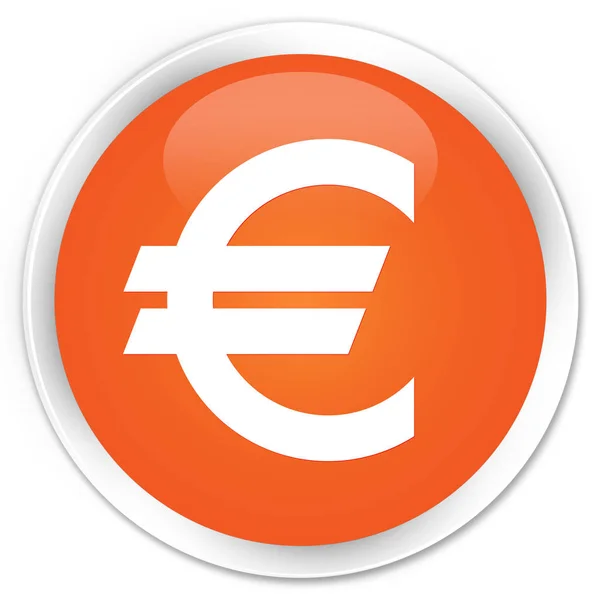 Euro segno icona premium arancio pulsante rotondo — Foto Stock