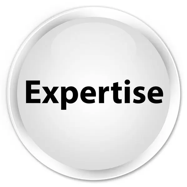 Εμπειρογνωμοσύνη premium λευκό στρογγυλό κουμπί — Φωτογραφία Αρχείου