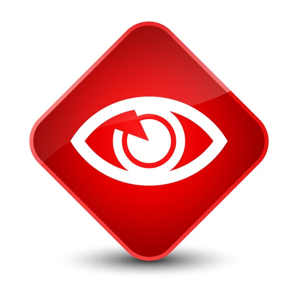 Ícone do olho elegante botão de diamante vermelho — Fotografia de Stock
