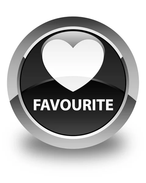 Favourite (heart icon) glossy black round button — Stock Photo, Image