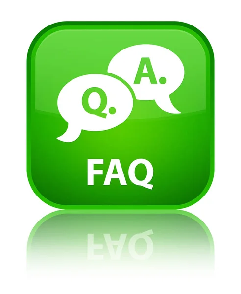 Faq (question answer bubble icon) special green square button — Stock Photo, Image