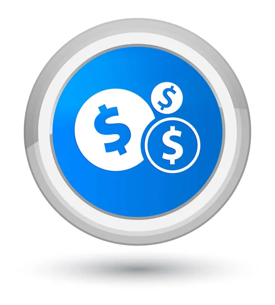 Finanze simbolo dollaro icona primo ciano blu pulsante rotondo — Foto Stock
