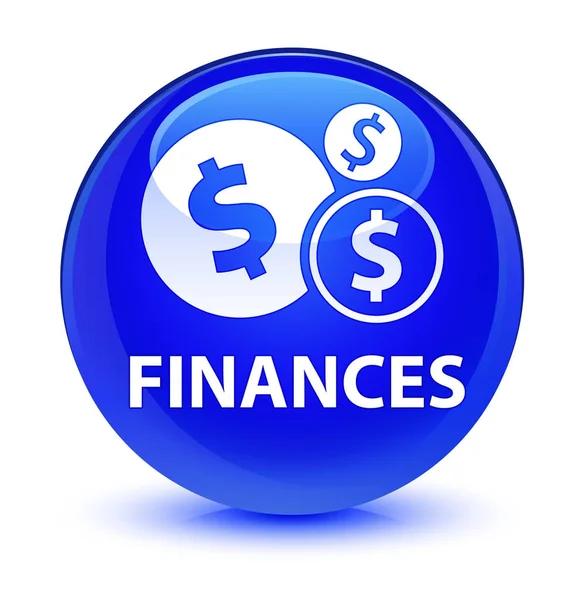 Finanças (sinal de dólar) botão redondo azul vítreo — Fotografia de Stock