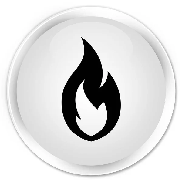 Φλόγα φωτιά εικονίδιο premium λευκό στρογγυλό κουμπί — Φωτογραφία Αρχείου