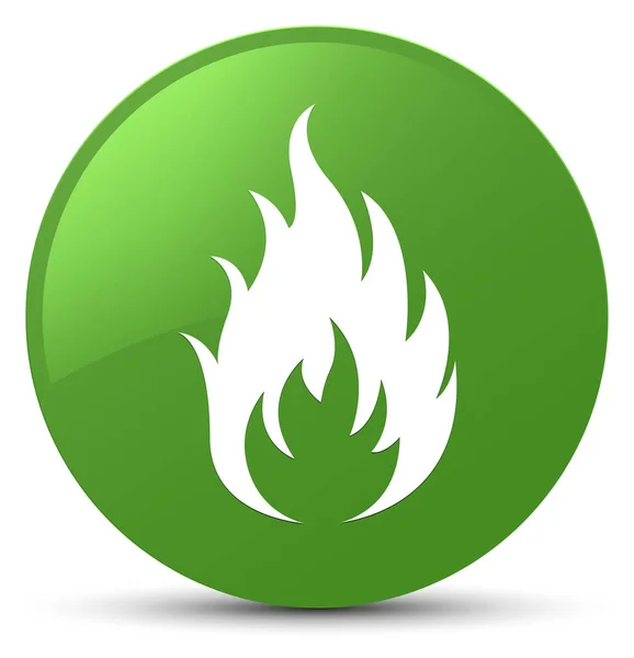 Ícone de fogo botão redondo verde suave — Fotografia de Stock