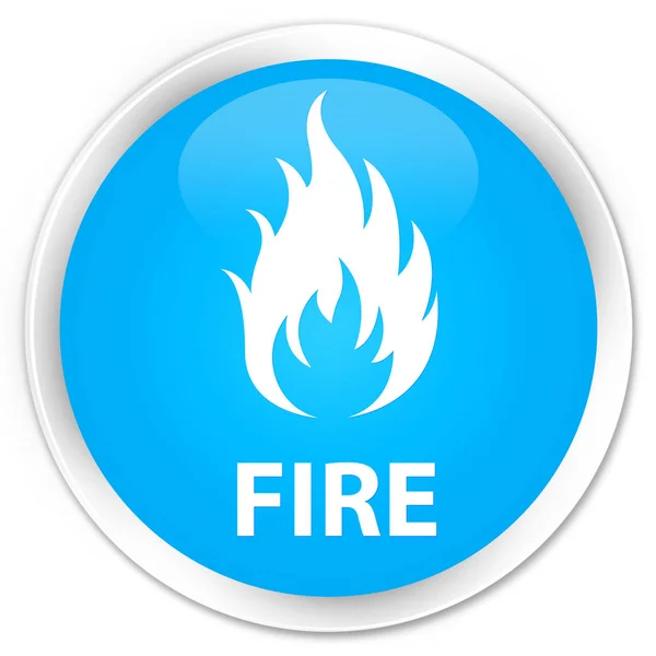Fire premium cyan blue round button
