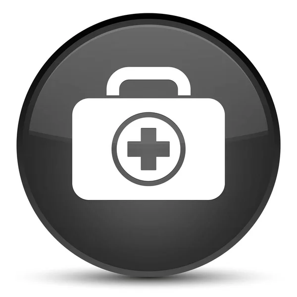 First aid kit icon special black round button — Stock Photo, Image