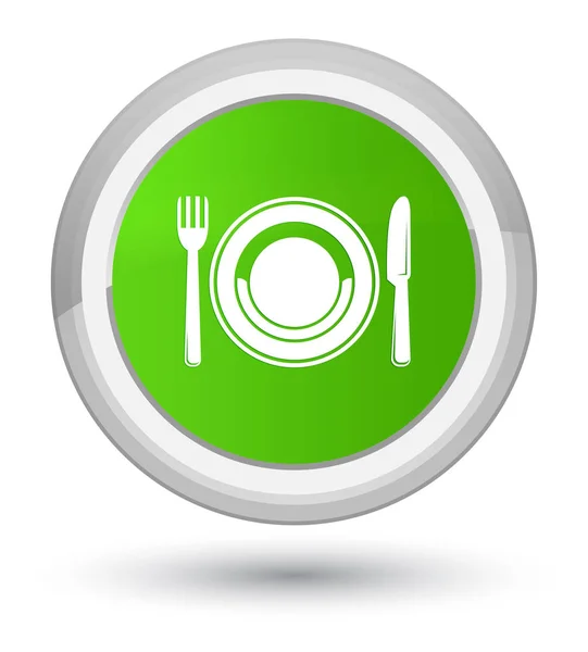 Jedzenie talerz ikona prime miękki zielony okrągły przycisk — Zdjęcie stockowe