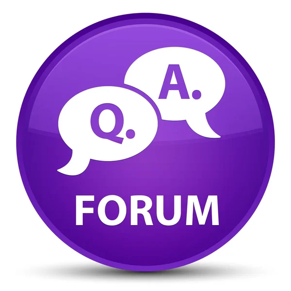 Foro (pregunta respuesta burbuja icono) botón redondo púrpura especial — Foto de Stock