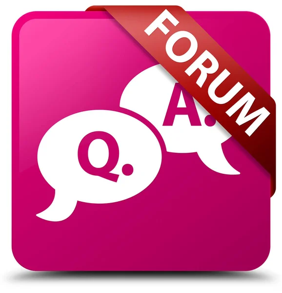 Fórum (pergunta resposta ícone bolha) rosa quadrado botão vermelho ribbo — Fotografia de Stock