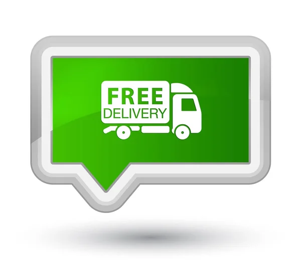 Consegna gratuita camion icona primo pulsante banner verde — Foto Stock