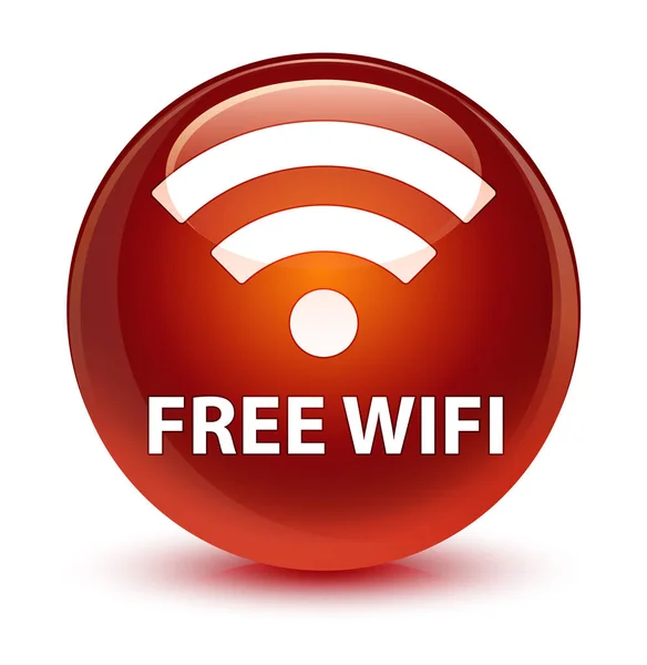 Wifi gratuit bouton rond brun vitreux — Photo