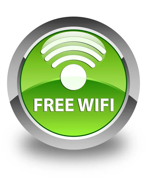 Free wifi glossy green round button — Stock Photo, Image
