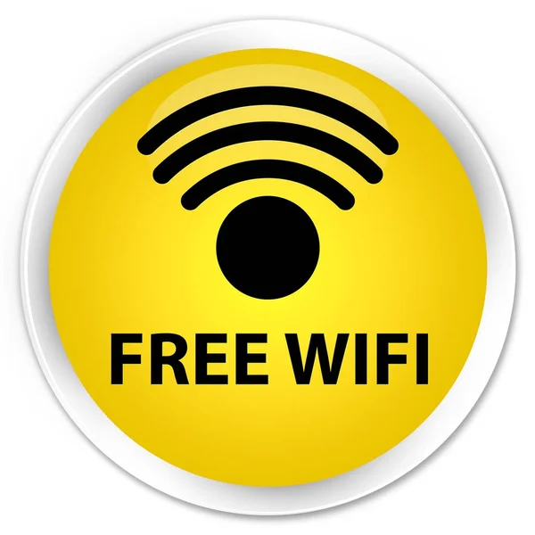 Wifi gratuit bouton rond jaune premium — Photo