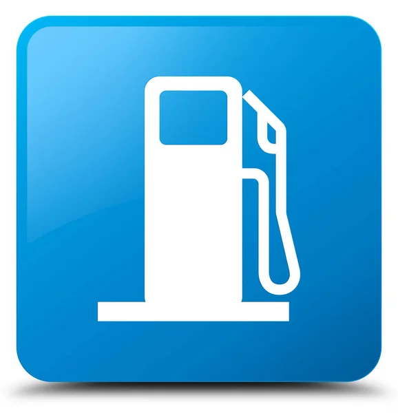 Tombol persegi biru cyan ikon dispenser bahan bakar — Stok Foto