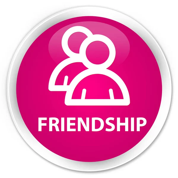Vriendschap (groepspictogram) premie roze ronde knop — Stockfoto