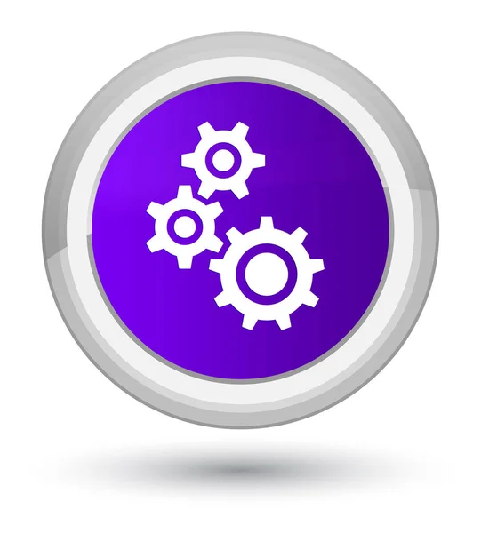 歯車アイコン プライム紫色の丸いボタン — ストック写真