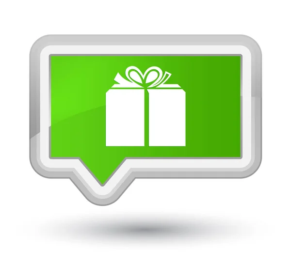 Gift box icon prime soft green banner button — Stock Photo, Image