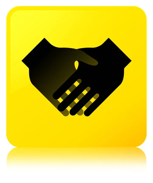 Icono de apretón de manos botón cuadrado amarillo —  Fotos de Stock