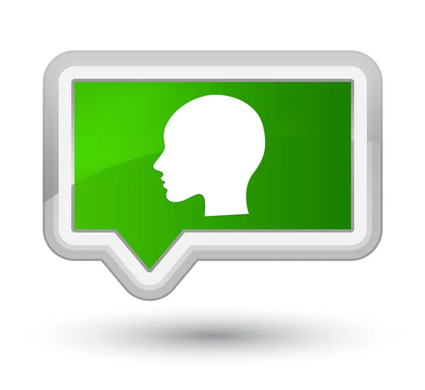 Cabeça mulher rosto ícone principal verde banner botão — Fotografia de Stock