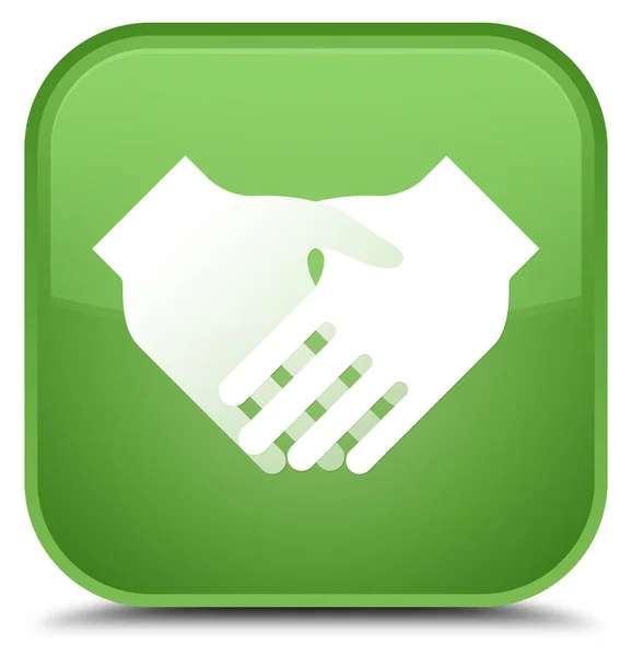 Icono de apretón de manos botón cuadrado verde suave especial — Foto de Stock