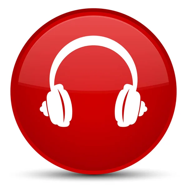 耳机图标特殊的红色圆形按钮 — 图库照片