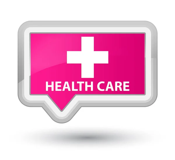 Cuidado de la salud (más signo) botón de bandera rosa de primera — Foto de Stock