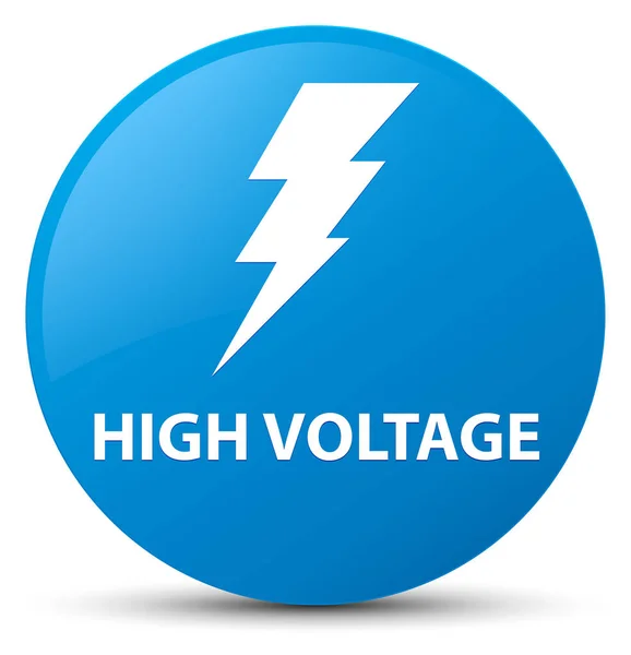 Nagyfeszültségű (villamos energia ikon) cyan kék kerek gomb — Stock Fotó