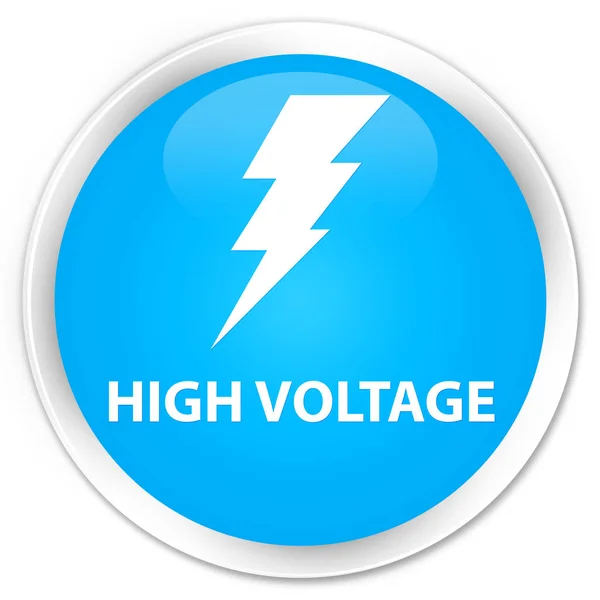 High voltage (electricity icon) premium cyan blue round button