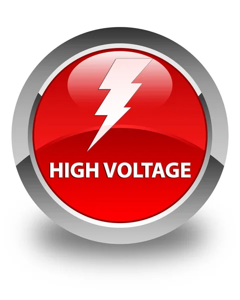 Hochspannung (Elektrizitätssymbol) glänzend roter runder Knopf — Stockfoto