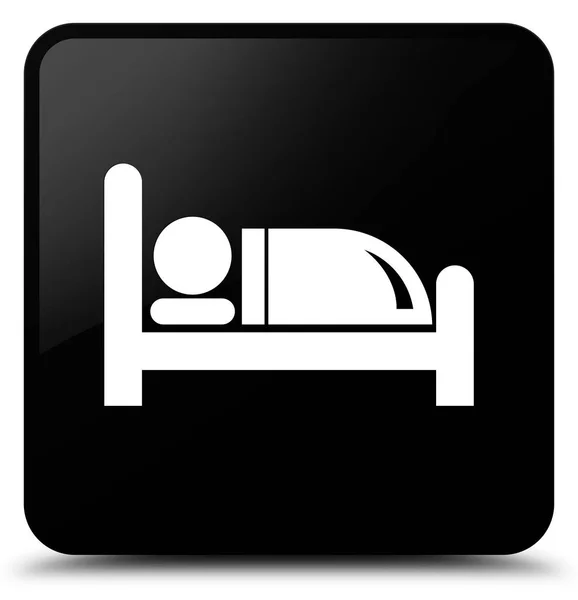 A Hotel bed ikon fekete négyzet gomb — Stock Fotó