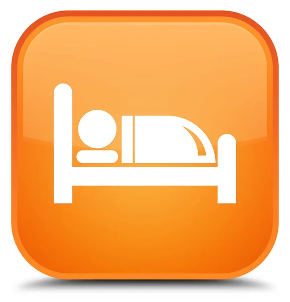 Hotel bed icon special orange square button — Stock Photo, Image