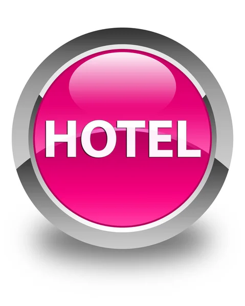 Hotel błyszczący róż okrągły przycisk — Zdjęcie stockowe