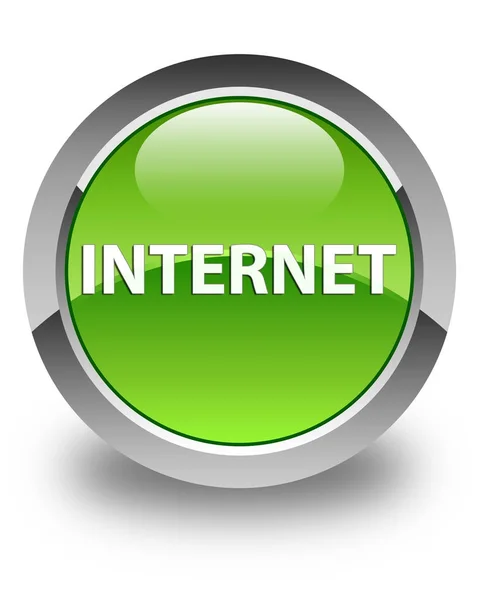 Internet brillante botón redondo verde — Foto de Stock