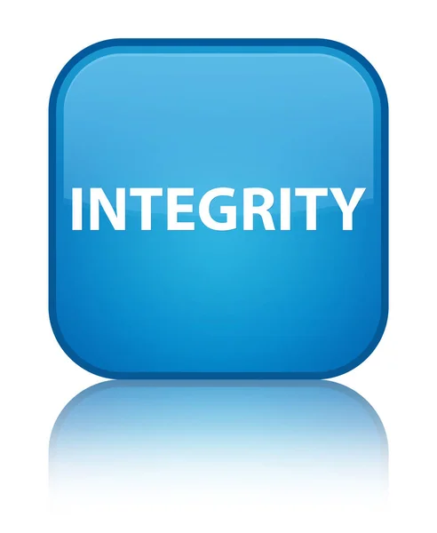 Speciální azurová modrá čtvercové tlačítko integrita — Stock fotografie