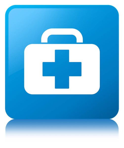 Medical bag icon cyan blue square button