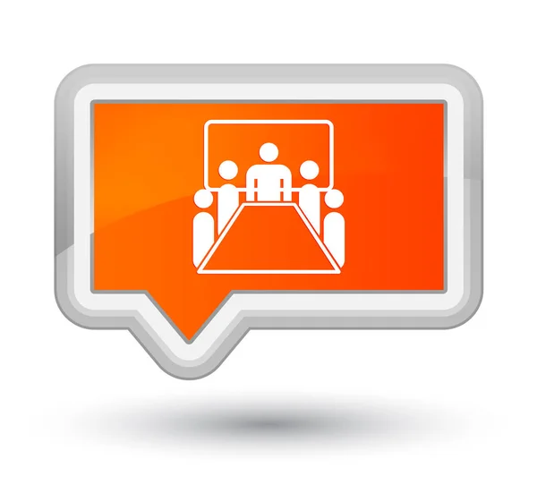 Ícone da sala de reuniões botão banner laranja prime — Fotografia de Stock