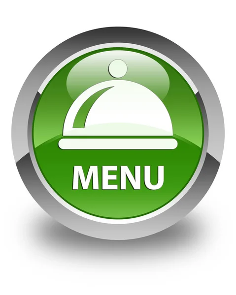 메뉴 (음식 요리 아이콘) 광택 있는 부드러운 그린 라운드 버튼 — 스톡 사진
