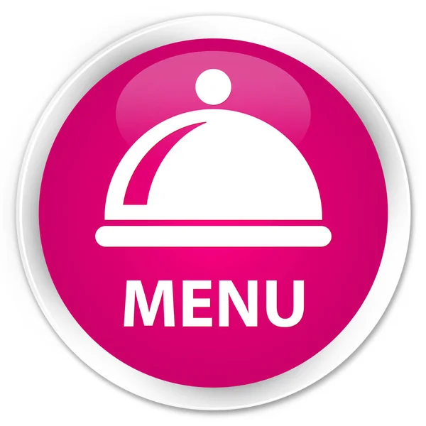 メニュー (食品皿アイコン) プレミアム ピンク ラウンド ボタン — ストック写真