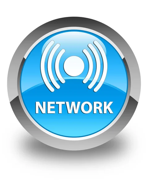 Netwerk (signaalpictogram) glanzende cyaan blauw ronde knop — Stockfoto