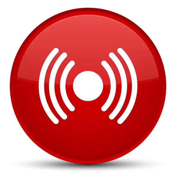 Ikon sinyal jaringan tombol bundar merah spesial — Stok Foto