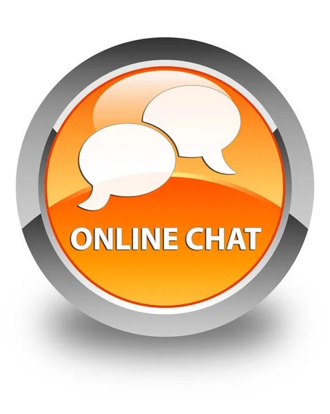 Online chatt glansigt orange runda knappen — Stockfoto