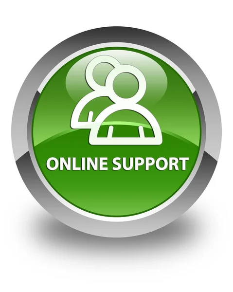 Online support (group icon) glossy soft green round button