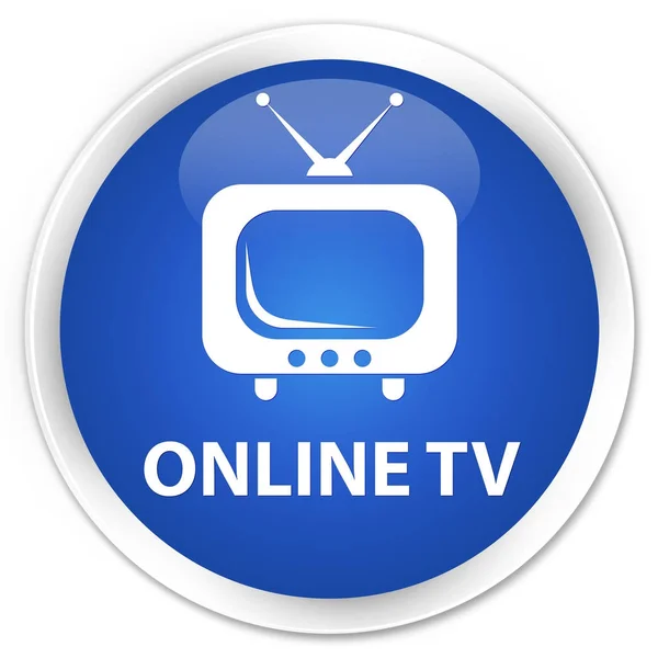 Online tv premium bleu bouton rond — Photo