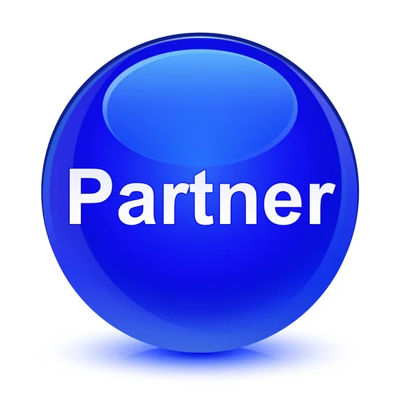 Partner glasig blauer runder Knopf — Stockfoto