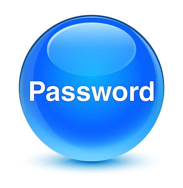 Password glassy cyan blue round button — Stock Photo, Image